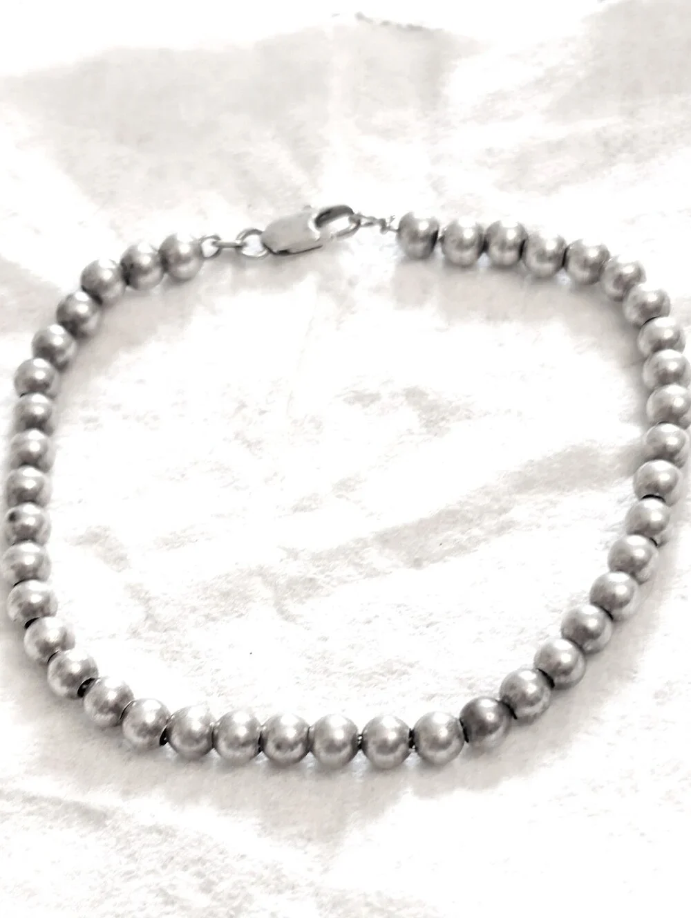Vintage Unisex Sterling Silver Ball Bead Bracelet Made in Italy